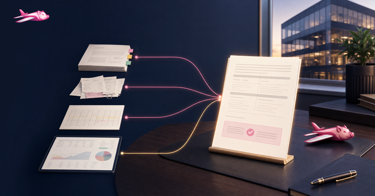 Commercial landlord reviewing lease terms, CAM backup, tenant ledger, and accounting records at a desk.
