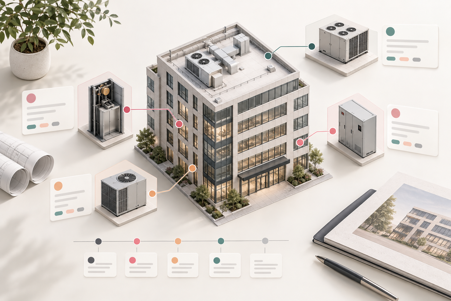 Commercial property fixed-asset register showing organized equipment, records, and lifecycle planning