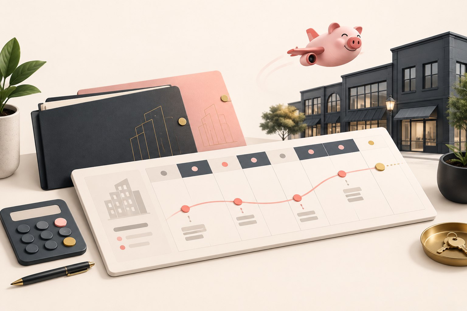 Commercial property loan maturity workflow with a calendar timeline, property documents, and refinancing-readiness planning materials
